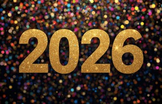 Een afbeelding met in grote letters het jaartal 2026 feestelijk voor een uitnodiging voor de nieuwja