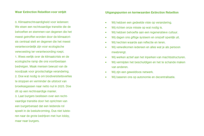Waar Extinction Rebellion voor strijdt, uitgangspunten en kernwaarden
